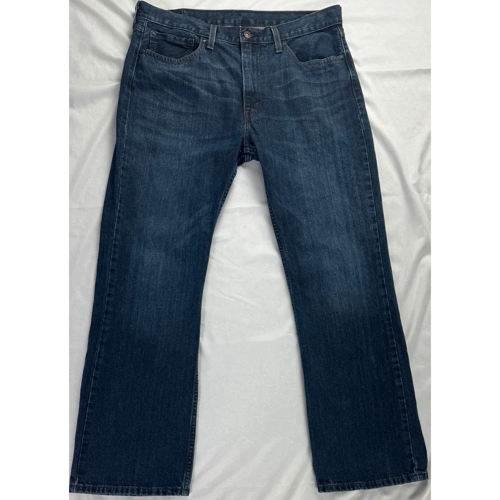 Levis 527 Slim Bootcut Jeans Mens 36x32 Dark Wash Indigo Blue Denim  western
